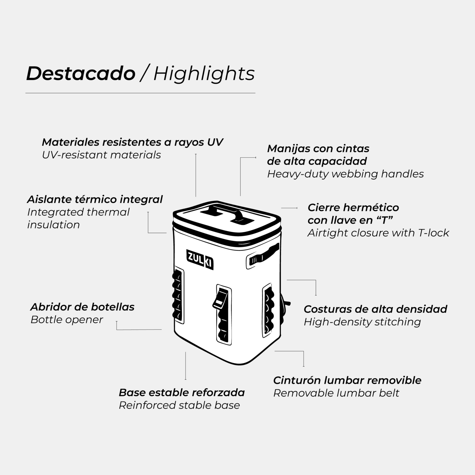 ZULKI - Mochila Térmica 20L features
