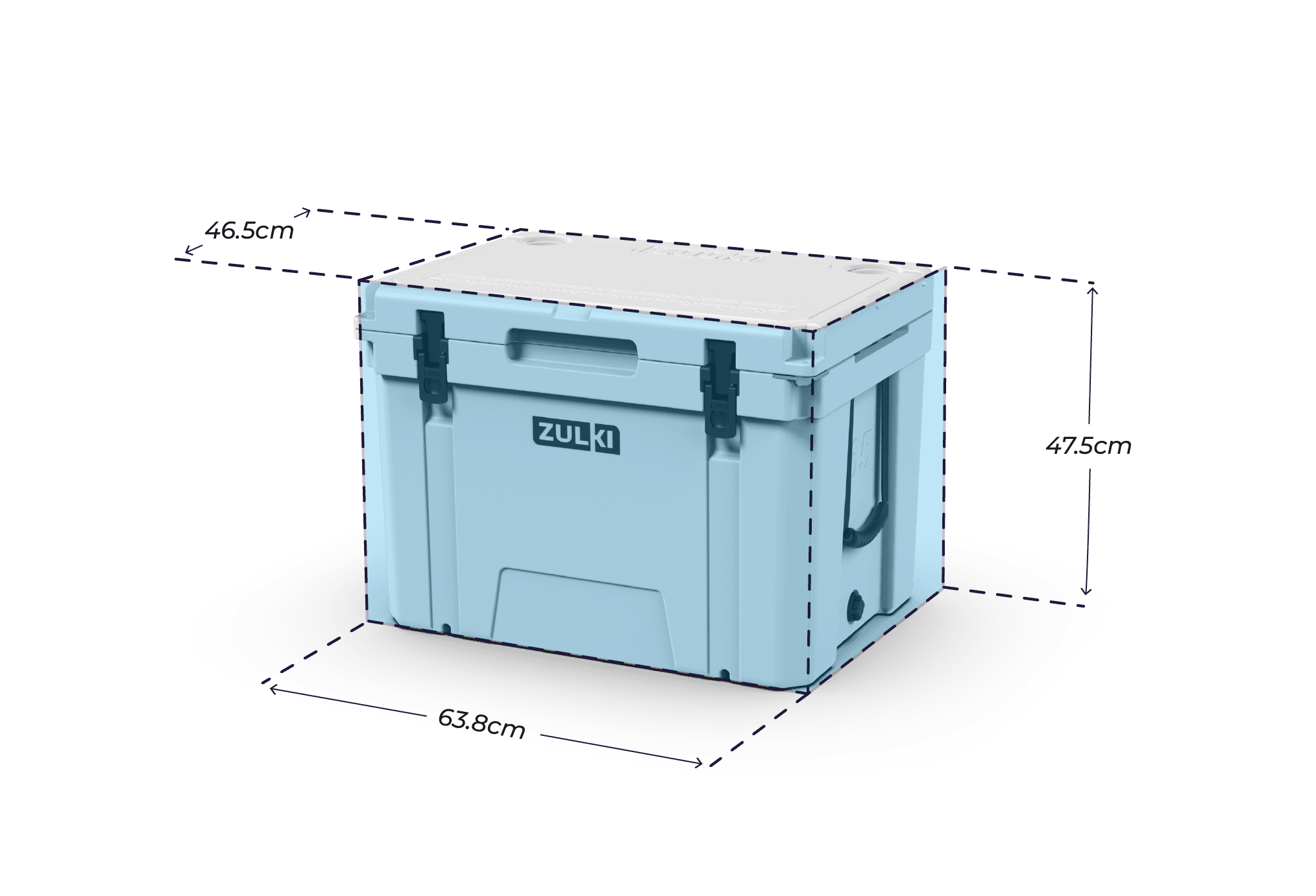 Conservadora Térmica 65QT - Marine Esta es la edición más grande. Ya sea que estás en grupo, o necesitas frío por varios días, la 65QT - Marine te va a ser suficiente. 82 latas 29 kilos de hielo 30 botellas de vino - solamente - - solamente - - solamente -